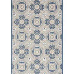 Kirkland's Home Blue And Gray Medallion Outdoor Area Rug, 6X9- Outdoor Rugs