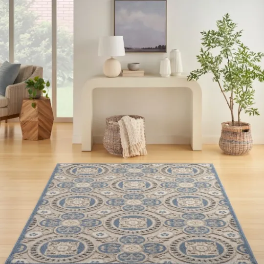 Kirkland's Home Blue And Gray Medallion Outdoor Area Rug, 6X9- Outdoor Rugs