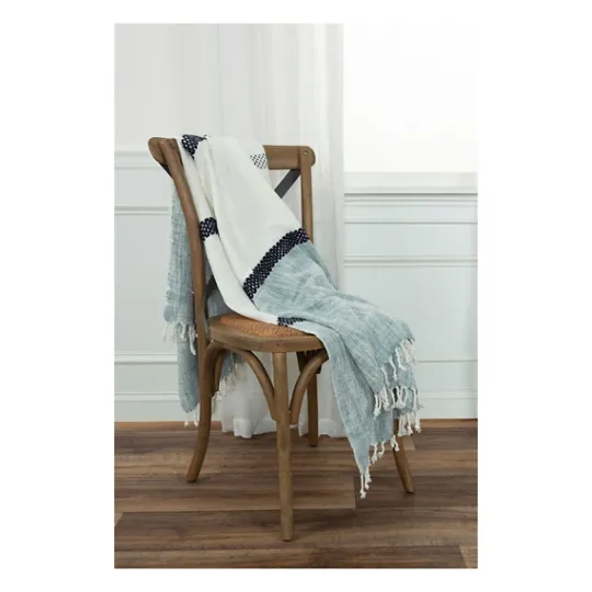 Kirkland's Home Blue And Ivory Colorblock Throw- Blankets & Throws
