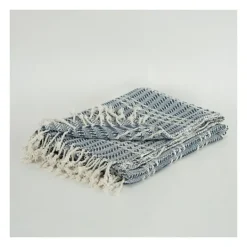 Kirkland's Home Blue And Ivory Striped Cotton Throw- Blankets & Throws