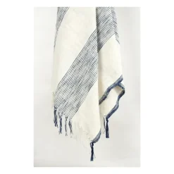 Kirkland's Home Blue And Ivory Striped Woven Cotton Throw- Blankets & Throws