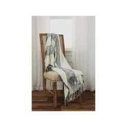 Kirkland's Home Blue And Ivory Striped Woven Cotton Throw- Blankets & Throws