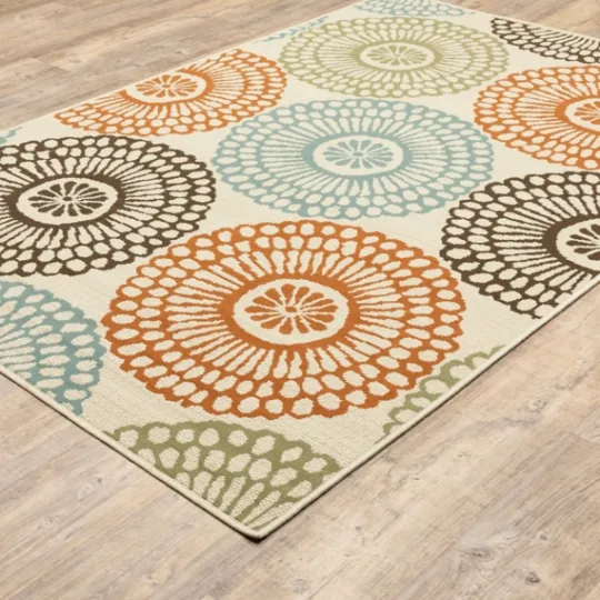 Kirkland's Home Blue And Orange Circles Outdoor Area Rug, 6X9- Outdoor Rugs