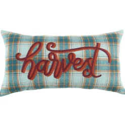 Kirkland's Home Blue And Orange Plaid Harvest Lumbar Pillow- Pillows