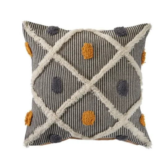 Kirkland's Home Blue And Orange Tufted Accent Pillow- Pillows