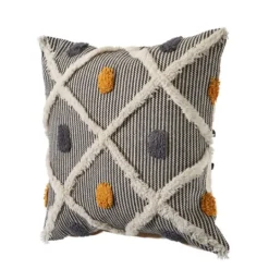 Kirkland's Home Blue And Orange Tufted Accent Pillow- Pillows