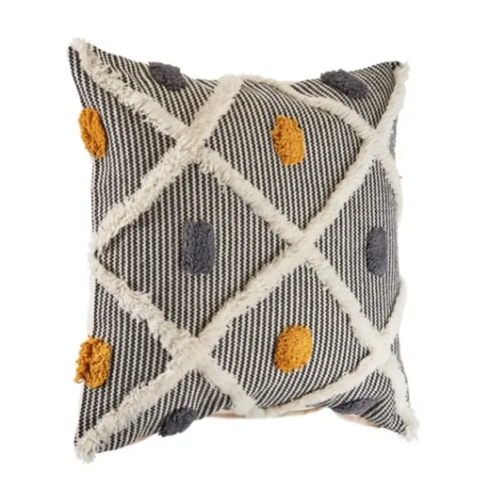 Kirkland's Home Blue And Orange Tufted Accent Pillow- Pillows