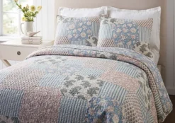 Kirkland's Home Blue And Rose Patchwork Full/Queen 3-Pc. Quilt Set- Quilts