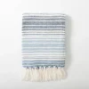 Kirkland's Home Blue And White Chenille Crystal Stripes Throw- Blankets & Throws