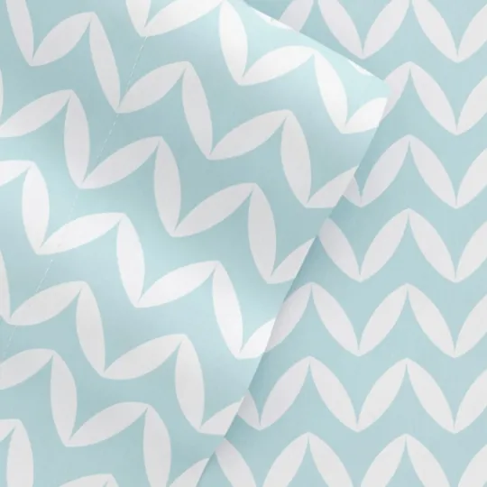 Kirkland's Home Blue And White Chevron 3-Pc. Twin Sheet Set- Bed Sheets