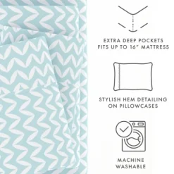 Kirkland's Home Blue And White Chevron 3-Pc. Twin Sheet Set- Bed Sheets