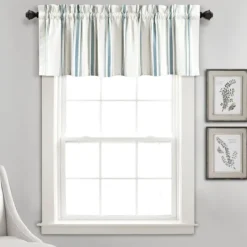 Kirkland's Home Blue And White Farmhouse Stripe Valance- Curtains & Drapes