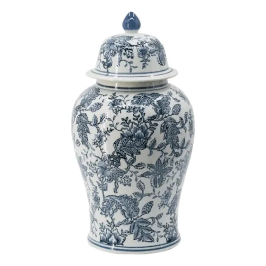 Kirkland's Home Blue And White Floral Ginger Jar- Decorative Bowls & Jars