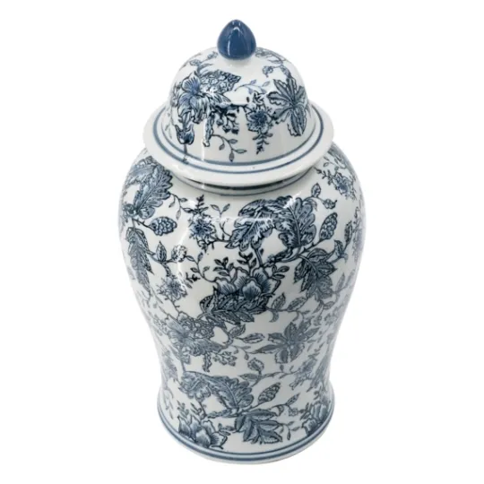 Kirkland's Home Blue And White Floral Ginger Jar- Decorative Bowls & Jars