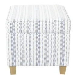 Kirkland's Home Blue And White Hometown Striped Storage Ottoman- Benches & Ottomans