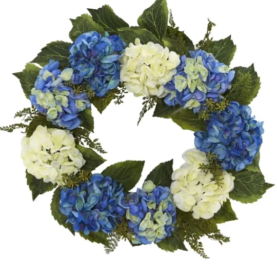 Kirkland's Home Blue And White Hydrangea Wreath- Wreaths