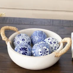 Kirkland's Home Blue And White Porcelain Orbs, Set Of 5- Bowl Filler