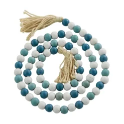 Kirkland's Home Blue And White Wood Beaded Tassel Garland- Decorative Accents