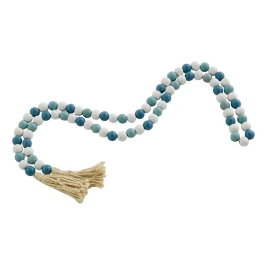 Kirkland's Home Blue And White Wood Beaded Tassel Garland- Decorative Accents
