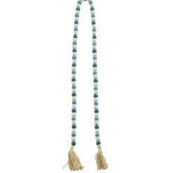 Kirkland's Home Blue And White Wood Beaded Tassel Garland- Decorative Accents