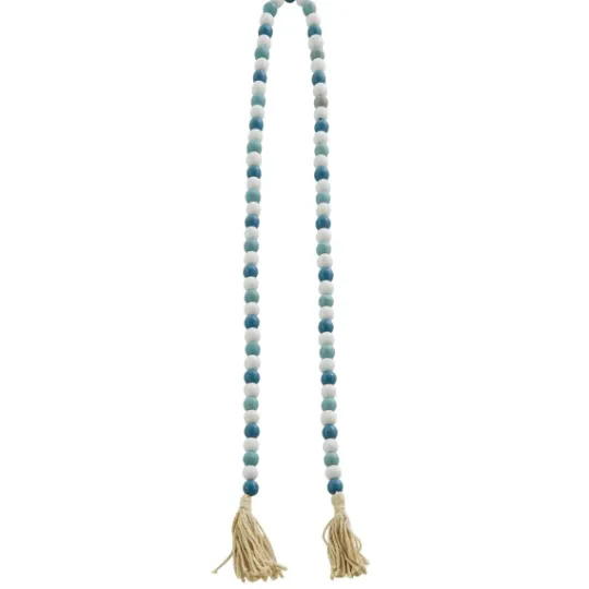 Kirkland's Home Blue And White Wood Beaded Tassel Garland- Decorative Accents