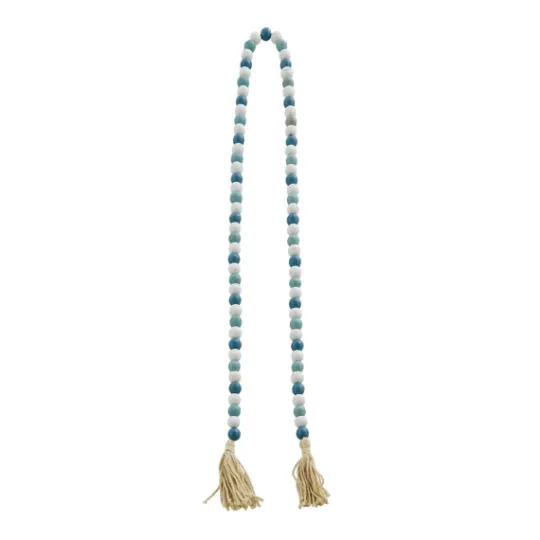 Kirkland's Home Blue And White Wood Beaded Tassel Garland- Decorative Accents