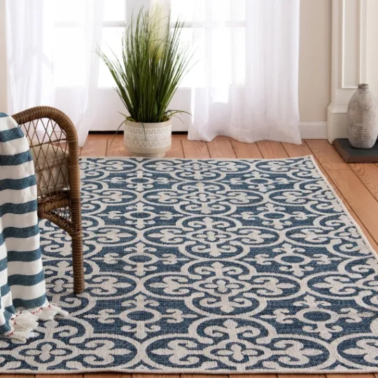 Kirkland's Home Blue Auckland Tile Outdoor Area Rug, 6X9- Outdoor Rugs