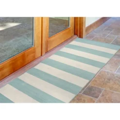 Kirkland's Home Blue Cabana Stripe Indoor/Outdoor Runner, 2X8- Outdoor Rugs