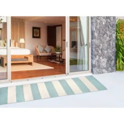 Kirkland's Home Blue Cabana Stripe Indoor/Outdoor Runner, 2X8- Outdoor Rugs