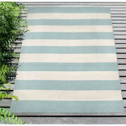 Kirkland's Home Blue Cabana Stripe Indoor/Outdoor Area Rug, 8X11- Outdoor Rugs