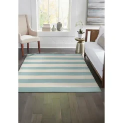 Kirkland's Home Blue Cabana Stripe Indoor/Outdoor Area Rug, 8X11- Outdoor Rugs