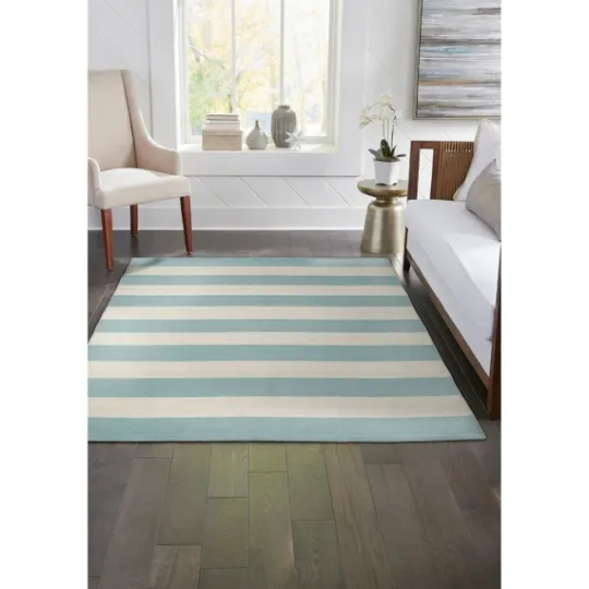 Kirkland's Home Blue Cabana Stripe Indoor/Outdoor Area Rug, 7X9- Outdoor Rugs
