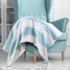 Kirkland's Home Blue Cabana Stripe Tassel Throw- Blankets & Throws