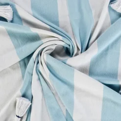 Kirkland's Home Blue Cabana Stripe Tassel Throw- Blankets & Throws