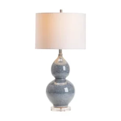 Kirkland's Home Blue Ceramic Hourglass Table Lamp- Table Lamps