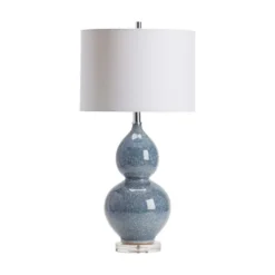 Kirkland's Home Blue Ceramic Hourglass Table Lamp- Table Lamps