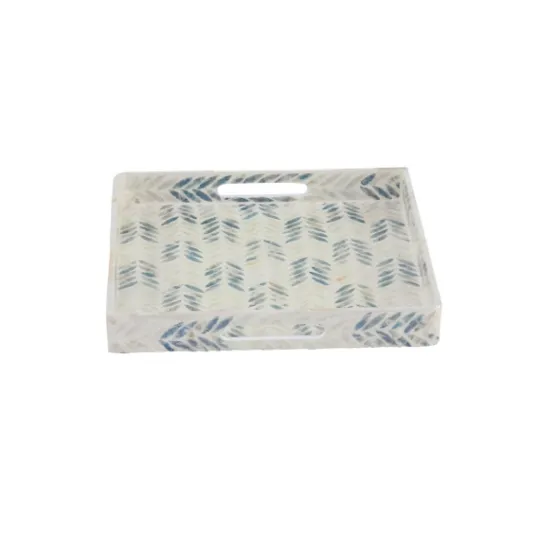 Kirkland's Home Blue Chevron Enamel 3-Pc. Tray Set- Decorative Trays