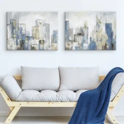 Kirkland's Home Blue City Canvas Art Prints, Set Of 2- Canvas Art
