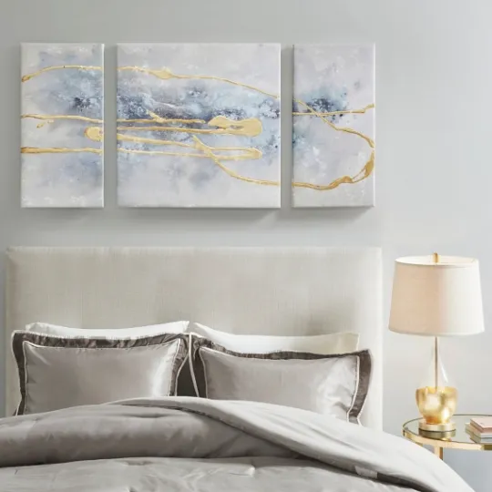 Kirkland's Home Blue Cosmo Triptych Canvas Art Prints, Set Of 3- Canvas Art