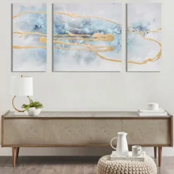 Kirkland's Home Blue Cosmo Triptych Canvas Art Prints, Set Of 3- Canvas Art