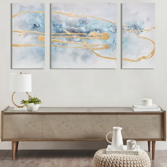 Kirkland's Home Blue Cosmo Triptych Canvas Art Prints, Set Of 3- Canvas Art