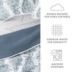 Kirkland's Home Blue Damask Reversible 3-Pc. King Quilt Set- Quilts