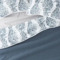 Kirkland's Home Blue Damask Reversible 3-Pc. Queen Quilt Set- Quilts