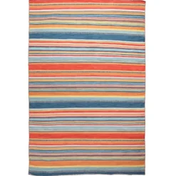 Kirkland's Home Blue Dhurri Stripe Indoor/Outdoor Area Rug, 7X9- Outdoor Rugs