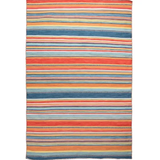 Kirkland's Home Blue Dhurri Stripe Indoor/Outdoor Area Rug, 7X9- Outdoor Rugs