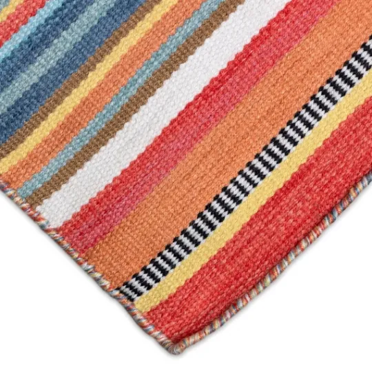 Kirkland's Home Blue Dhurri Stripe Indoor/Outdoor Area Rug, 7X9- Outdoor Rugs