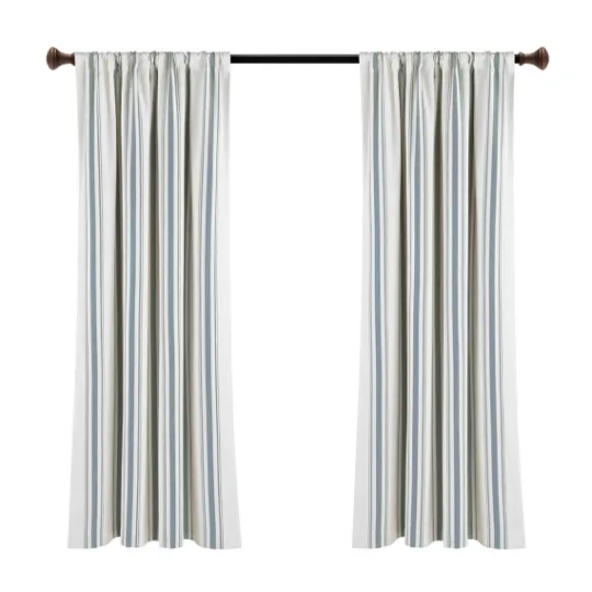 Kirkland's Home Blue Farmhouse Stripe Curtain Panels, Set Of 2- Curtains & Drapes