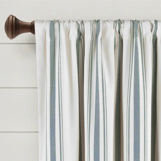 Kirkland's Home Blue Farmhouse Stripe Curtain Panels, Set Of 2- Curtains & Drapes