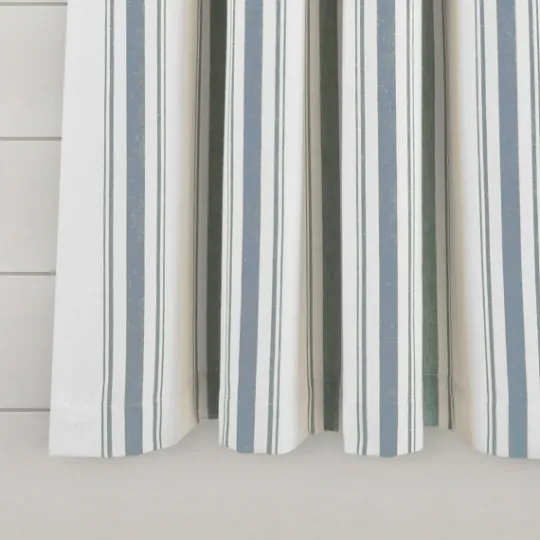 Kirkland's Home Blue Farmhouse Stripe Curtain Panels, Set Of 2- Curtains & Drapes