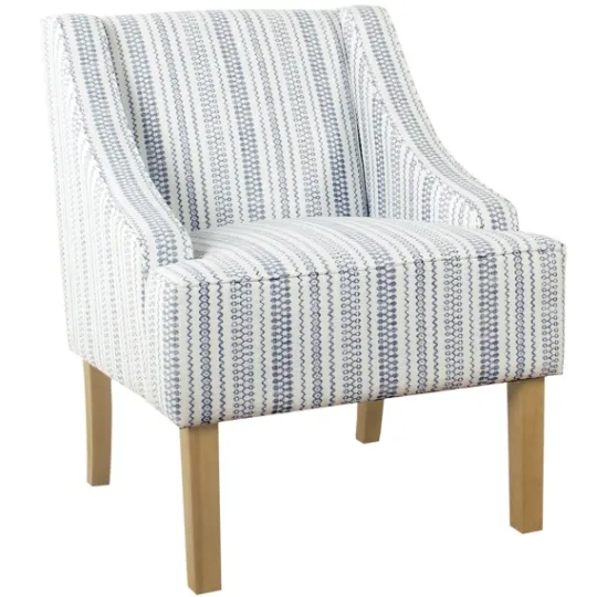 Kirkland's Home Blue Farmhouse Stripe Swoop Accent Chair- Accent Chairs
